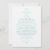 Aqua Subtle Damask Save the Date Uitnodiging (Voorkant)