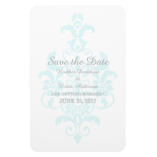 Aqua Subtle Damask sparen de Datum Flexi Magnet Magneet (Verticaal)