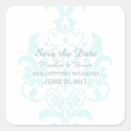 Aqua Subtle Damask sparen de Stickers van de Datum
