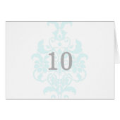 Aqua Subtle Damask Table Number Kaart (Voorkant Horizontaal)
