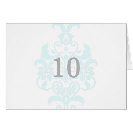 Aqua Subtle Damask Table Number Kaart