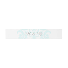 Aqua Subtle Damask Wedding Belly Bands Uitnodigingen Wikkel