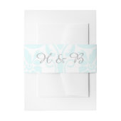 Aqua Subtle Damask Wedding Belly Bands Uitnodigingen Wikkel (Voorkant Voorbeeld)
