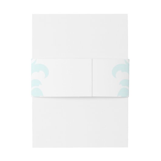 Aqua Subtle Damask Wedding Belly Bands Uitnodigingen Wikkel (Achterkant Voorbeeld)