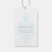 Aqua Subtle Damask Wedding Gift Labels Cadeaulabel (Voorkant)