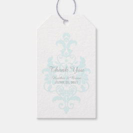 Aqua Subtle Damask Wedding Gift Labels Cadeaulabel