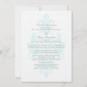 Aqua Subtle Damask Wedding Invite Kaart (Voorkant)