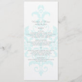 Aqua Subtle Damask Wedding Menu (Voorkant)