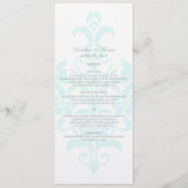 Aqua Subtle Damask Wedding Menu