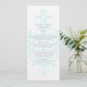 Aqua Subtle Damask Wedding Menu (Staand voorkant)