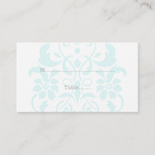 Aqua Subtle Damask Wedding Place Kaarten Plaatskaartje (Voorkant)