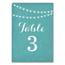 Aqua Summer String Licht Trouwtafel Nummers Kaart