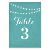 Aqua Summer String Licht Trouwtafel Nummers Kaart (Voorkant)