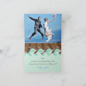 Aqua Summer Waves en Brown Sun Beach Wedding Bedankkaart (Binnen)
