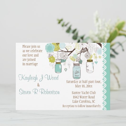 Aqua Summer's Dream Wedding Kaart (Staand voorkant)