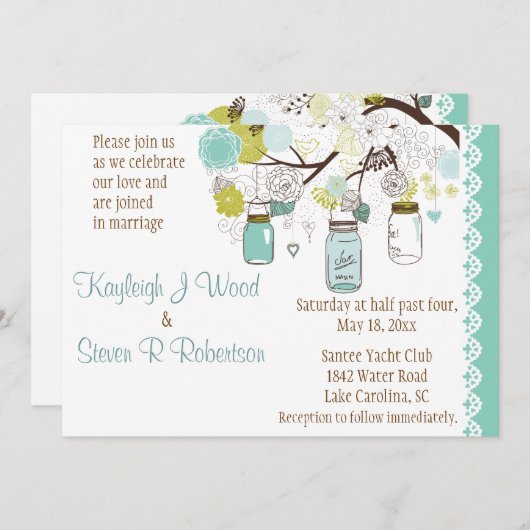 Aqua Summer's Dream Wedding Kaart (Voorkant / Achterkant)