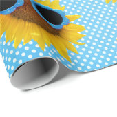Aqua Sunglazen op zonnebloem Cadeaupapier (Rol Hoek)