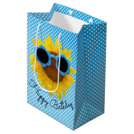 Aqua Sunglazen op zonnebloem Medium Cadeauzakje