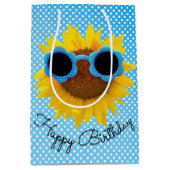 Aqua Sunglazen op zonnebloem Medium Cadeauzakje (Voorkant)