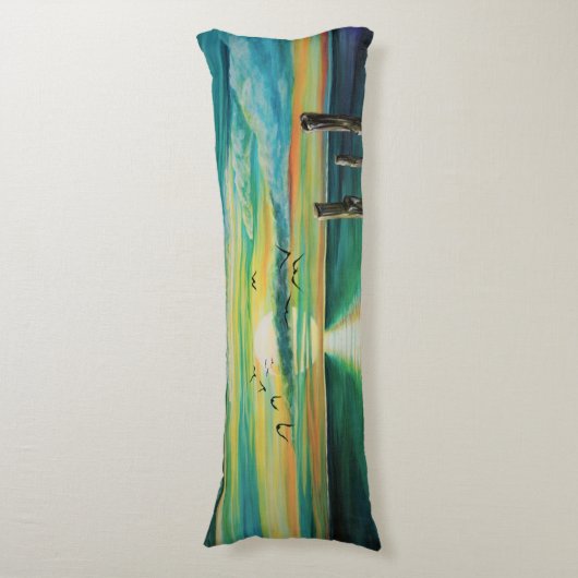 Aqua sunset lichaamskussen (Voorkant Verticaal)