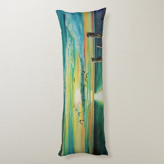 Aqua sunset lichaamskussen (Achterkant (Verticaal))