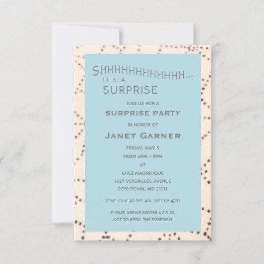 Aqua Surprise Verjaardag Custom Age Uitnodiging (Voorkant)