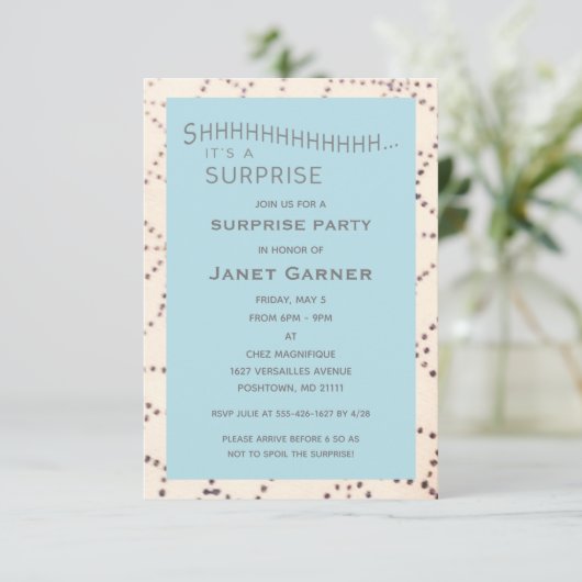 Aqua Surprise Verjaardag Custom Age Uitnodiging (Staand voorkant)