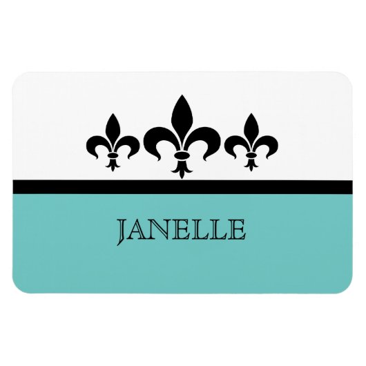 Aqua Swanky Fleur De Lis Flexi Magnet Magneet (Horizontaal)