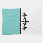 Aqua Swanky Fleur De Lis Towel Theedoek (Horizontaal)