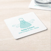 Aqua Sweet Chemistry Wedding Paper Onderzetters (Schuin)