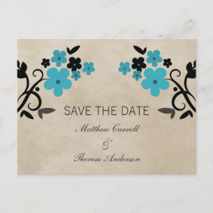 Aqua Sweet  Floral Save the Date Briefkaart
