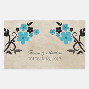Aqua Sweet  Floral Wedding Stickers