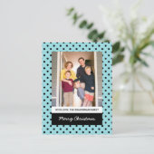 Aqua Sweet Polka Dot Holiday Foto Briefkaart (Staand voorkant)