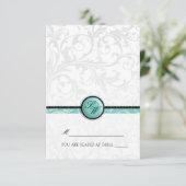 Aqua Swirl Monogram Folders Tent Place Card Kaart (Staand voorkant)