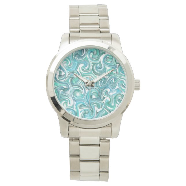 Aqua Swirl Women's Watch Horloge (Voorkant)
