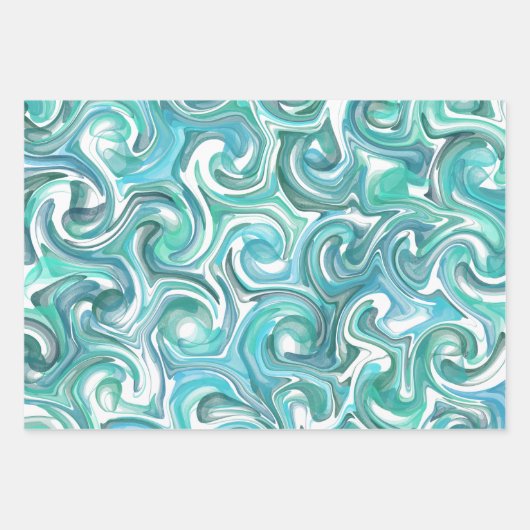 Aqua Swirl Wrapping Paper (Voorkant 2)