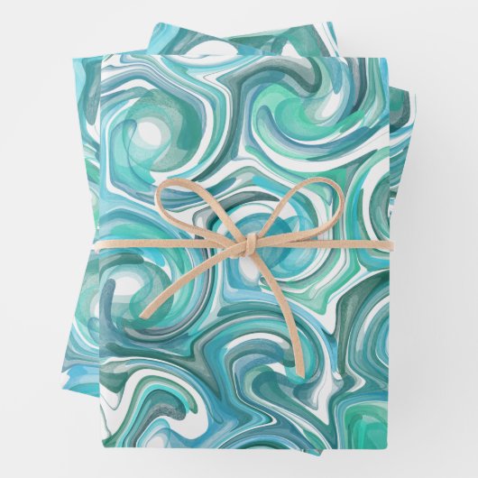 Aqua Swirl Wrapping Paper (In situ)