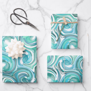 Aqua Swirl Wrapping Paper