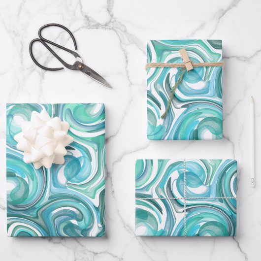 Aqua Swirl Wrapping Paper (Voorkant)