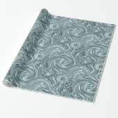 Aqua Swirl Wrapping Paper Cadeaupapier (Uitgerold)