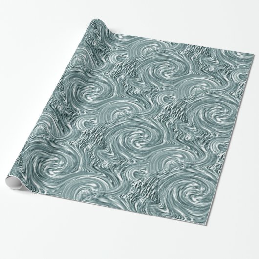 Aqua Swirl Wrapping Paper Cadeaupapier (Uitgerold)
