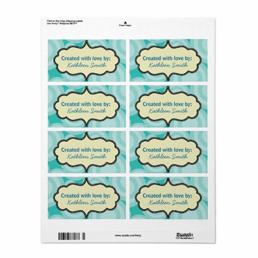 Aqua Swirlies Recept/Goodies Label (Full Sheet)