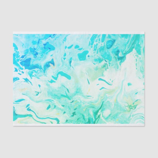 Aqua Swirls Shades of Blue Green Tissue Paper Tissuepapier (Voorkant)