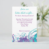 AQUA SWIRLS & STARS Bat Mitzvah Party Kaart (Staand voorkant)