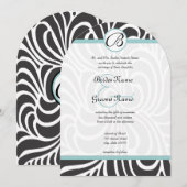 Aqua Swirls Wedding Invitation Kaart (Voorkant / Achterkant)