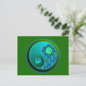 Aqua Swirls Yin Yang Briefkaart (Staand voorkant)