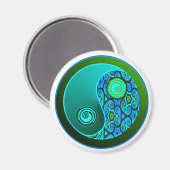 Aqua Swirls Yin Yang Magneet (Voorkant / Achterkant)