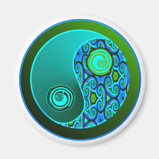 Aqua Swirls Yin Yang Magneet