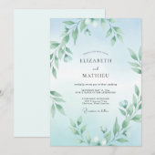 Aqua Tak Eucalyptus Bruiloft Kaart (Voorkant / Achterkant)