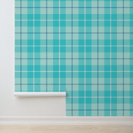 Aqua Tartan Plaid Behang